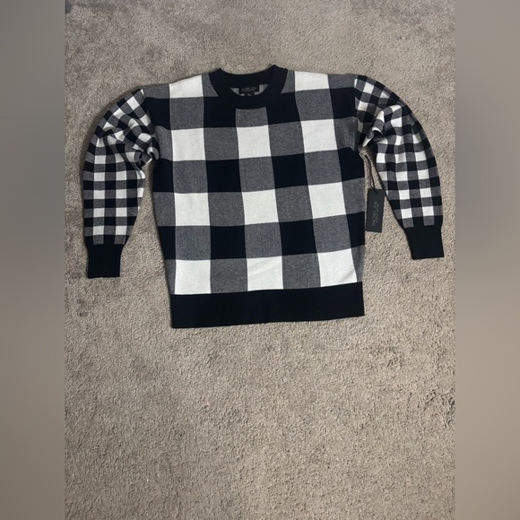 Rachel Zoe Sweaters - Rachel Zoe Women's Check Print Long Sleeve Crew Neck Sweatshirt
Black Size S